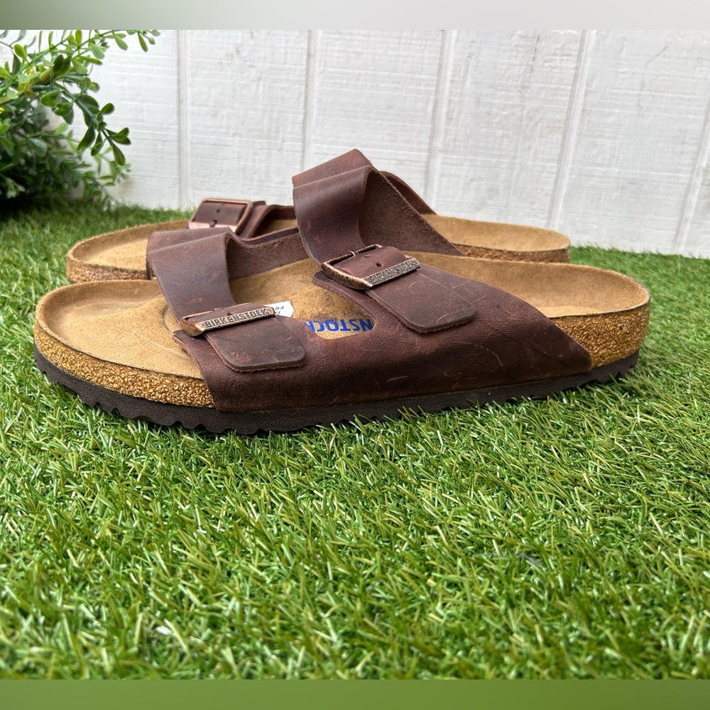BIRKENSTOCK ARIZONA HABANA Oiled LEATHER BROWN SOFT FOOTBED SANDALS Sz 44 US11.5 - Picture 4 of 15